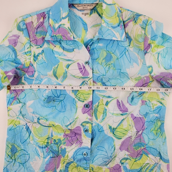 Vintage Allison Daley 80s short sleeve button up blouse 6P - Picture 7 of 8